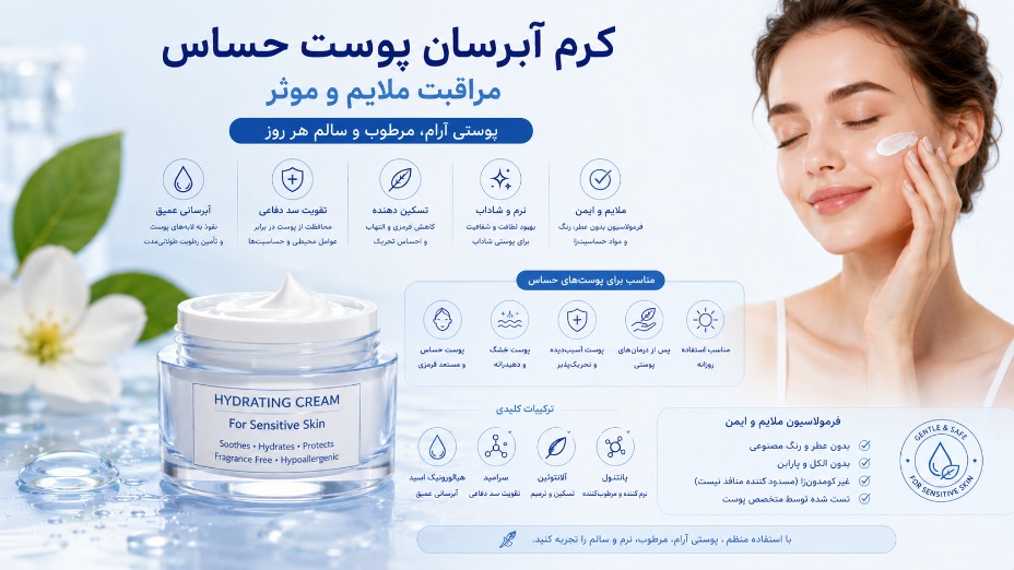 کرم آبرسان پوست حساس: مراقبت ملایم و موثر